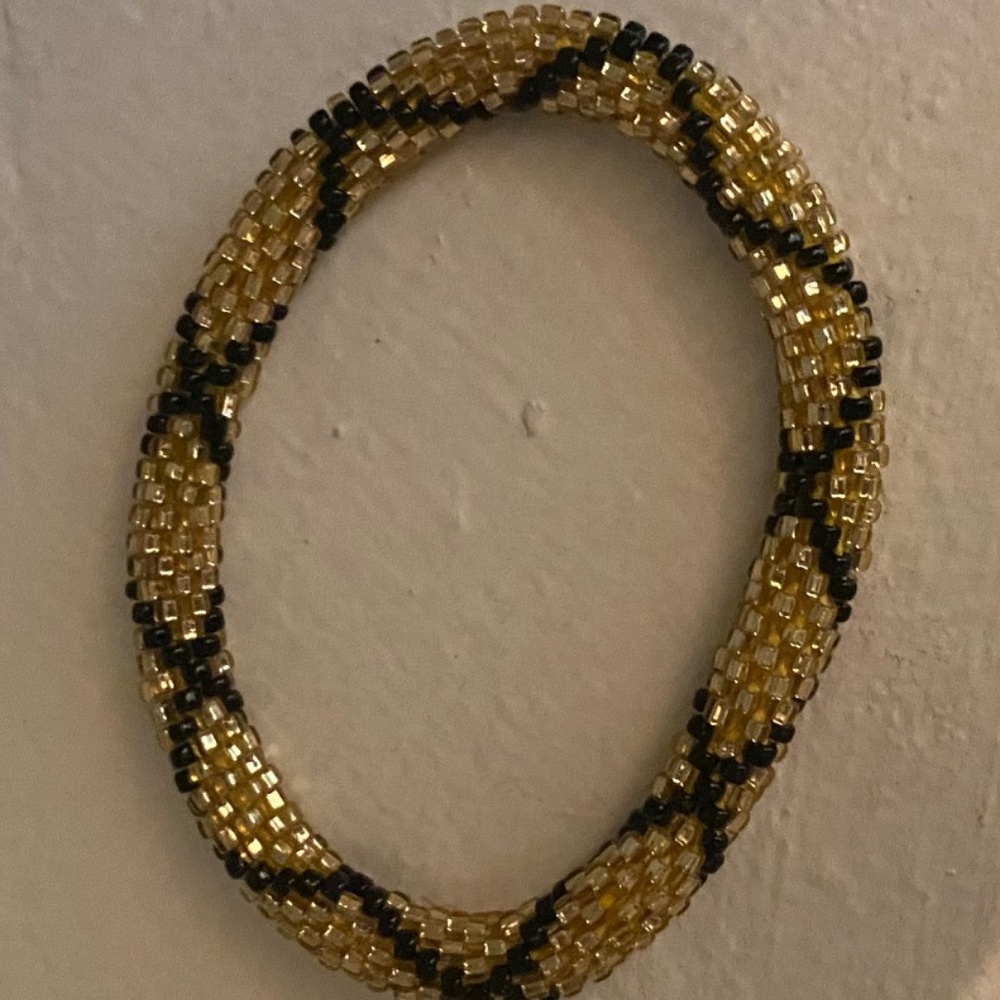 Gold & black woven bracelet